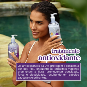 TRIO GLOW RECONSTRUTOR: shampoo + máscara reconstrução 300ml + leave-in termoprotetor 200ml