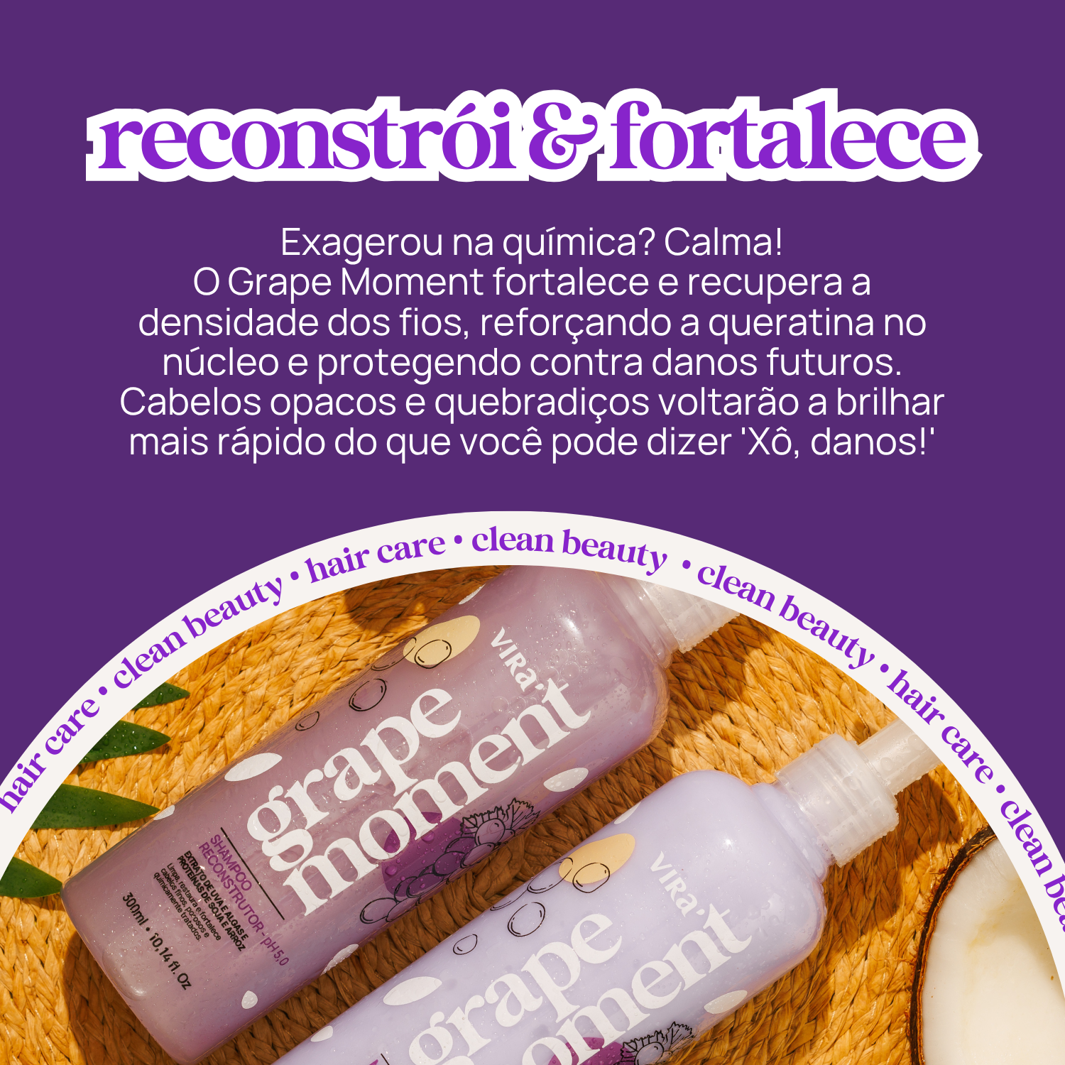 TRIO GLOW RECONSTRUTOR: shampoo + máscara reconstrução 300ml + leave-in termoprotetor 200ml