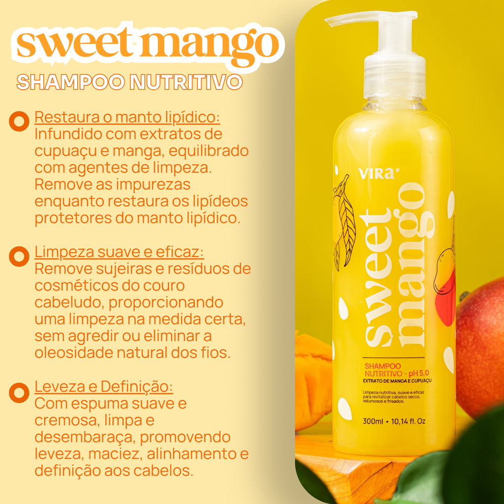 KIT SWEET MANGO: shampoo + máscara condicionante nutrição 300ml