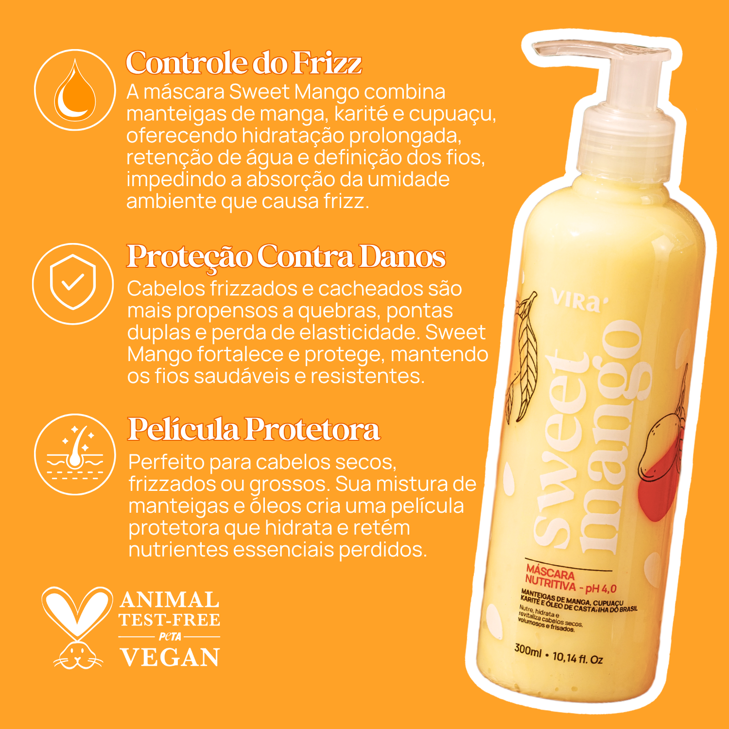 KIT SWEET MANGO: shampoo + máscara condicionante nutrição 300ml