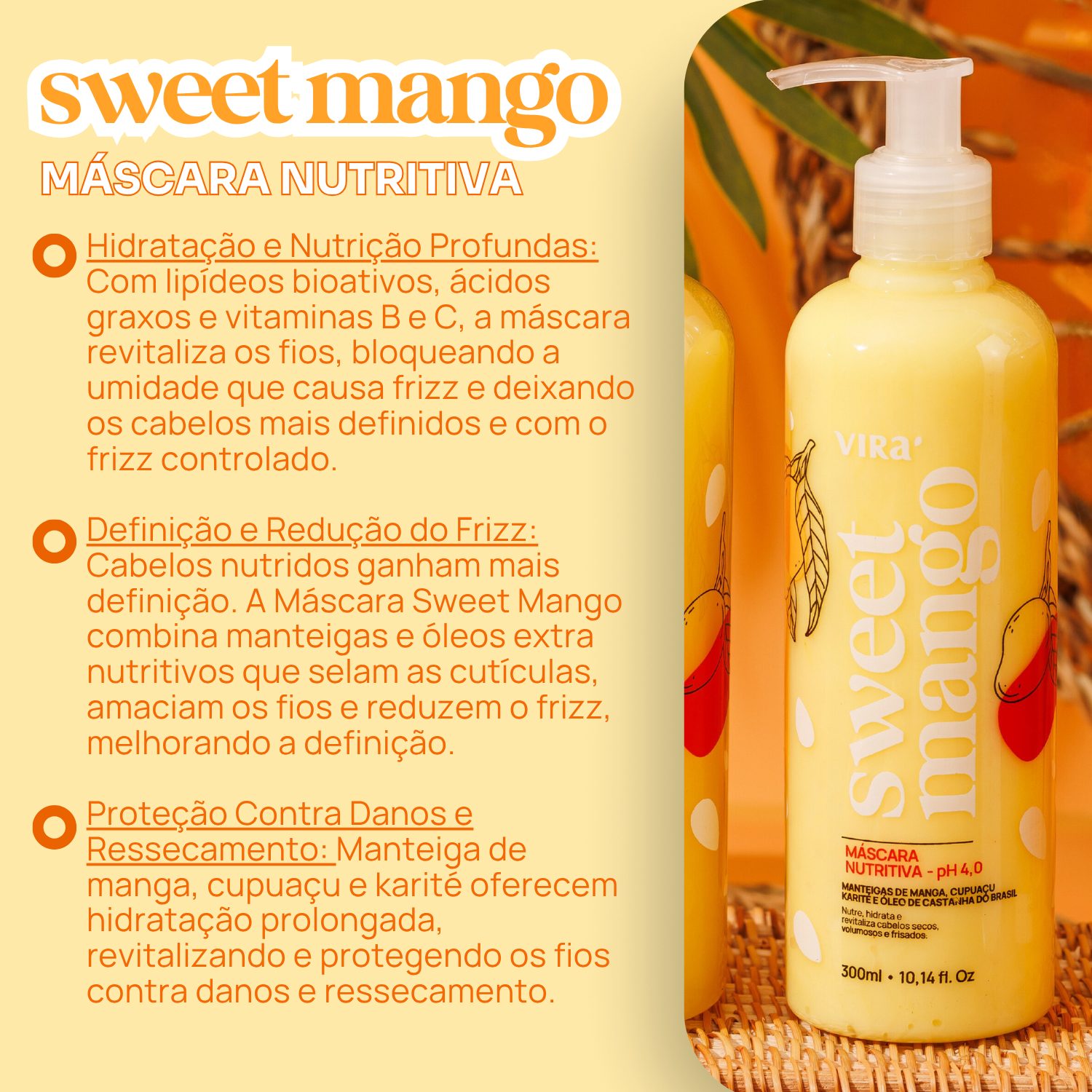 TRIO GLOW NUTRITIVO: shampoo + máscara nutrição 300ml + leave-in termoprotetor 200ml