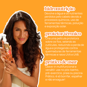 TRIO GLOW NUTRITIVO: shampoo + máscara nutrição 300ml + leave-in termoprotetor 200ml