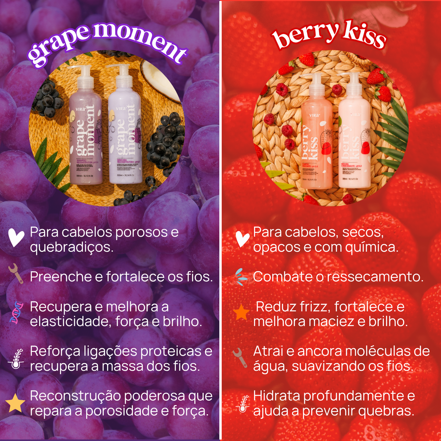 CRONOGRAMA FORTIFICANTE: hidratação + reconstrução + leave-in termoprotetor + sérum