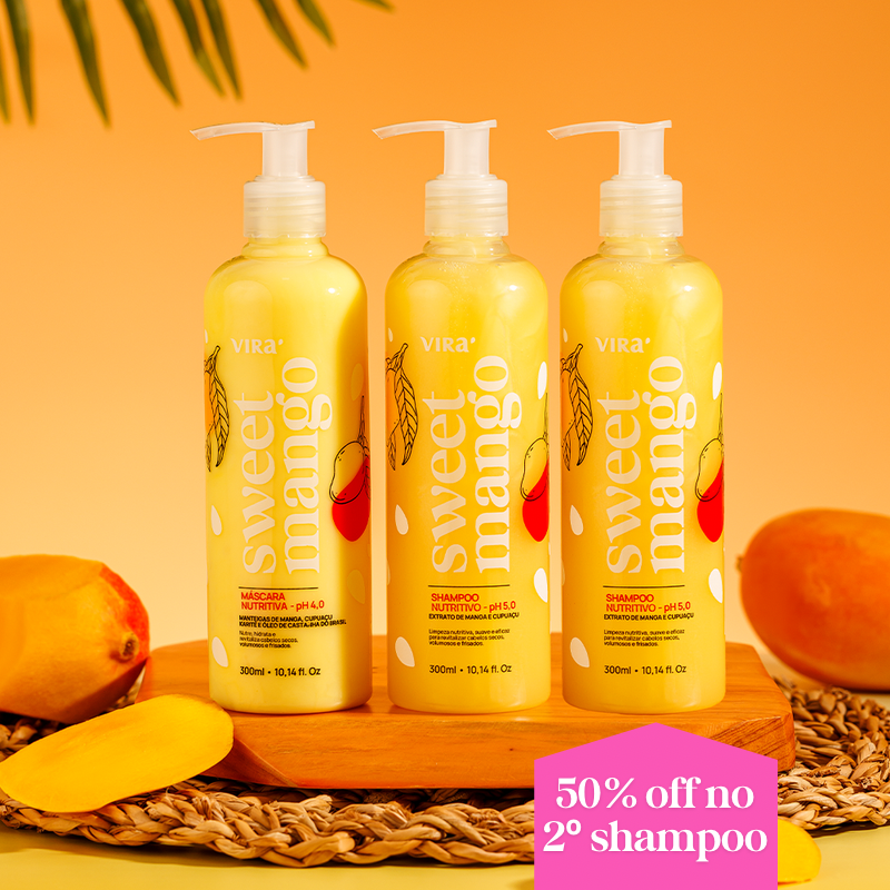 TRIO SWEET MANGO: shampoo + máscara condicionante nutrição 300ml (+ 50%off no 2º shampoo)