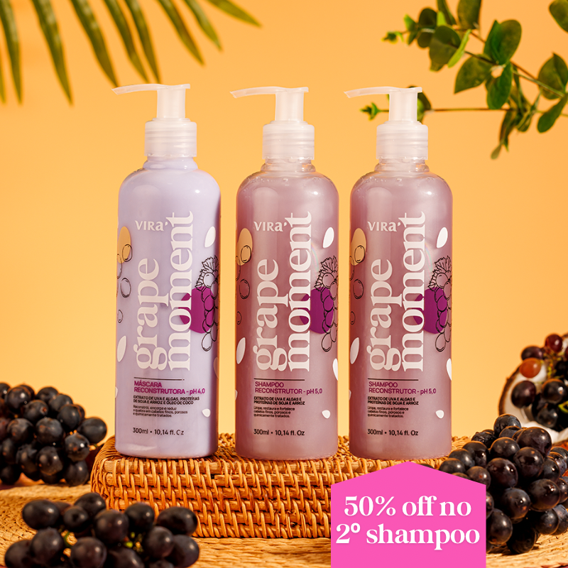 TRIO GRAPE MOMENT: shampoo + máscara condicionante reconstrução 300ml (+ 50%off no 2º shampoo)