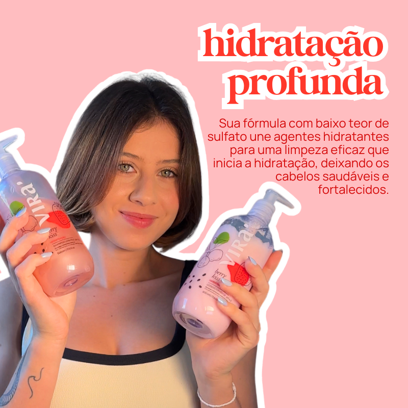 TRIO BERRY KISS: shampoo + máscara condicionante hidratação 300ml (+ 50%off no 2º shampoo)